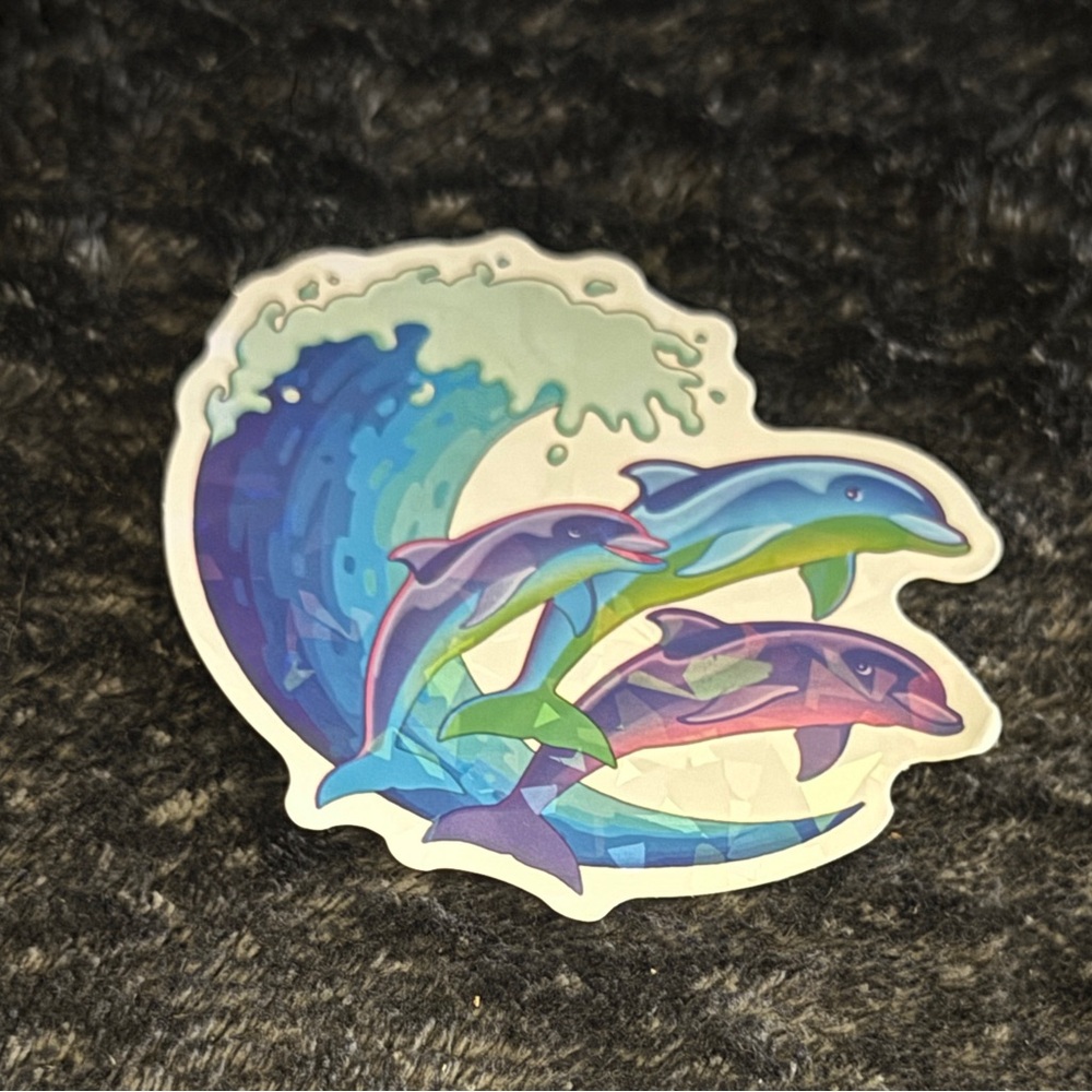 10/$10 - Holographic Dolphin Wave Sticker